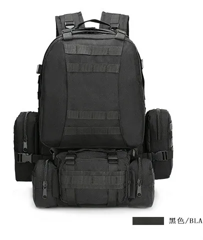 Black 50л открытый Рюкзак Molle военный тактический рюкзак Спортивная Сумка Водонепроницаемый походный рюкзак для путешествий - Цвет: Black