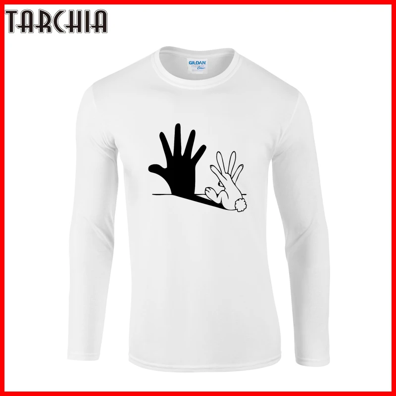 Футболка TARCHIA мужская с принтом тени руки приталенная хлопковая рубашка длинным