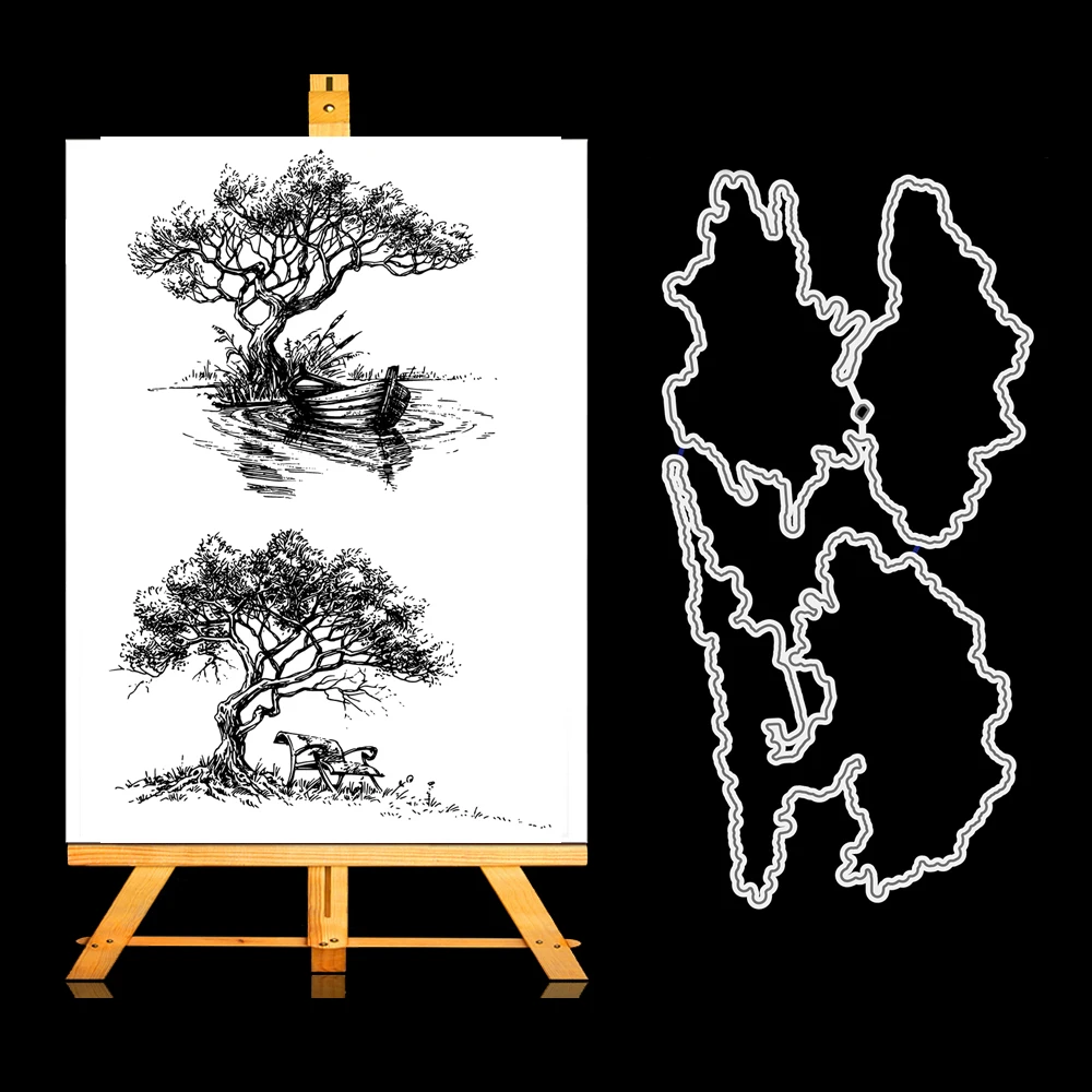 

ZhuoAng Tree Clear Stamps and Cutting Dies Set for Scrapbooking Photo Album Card Making DIY Decoration Supp