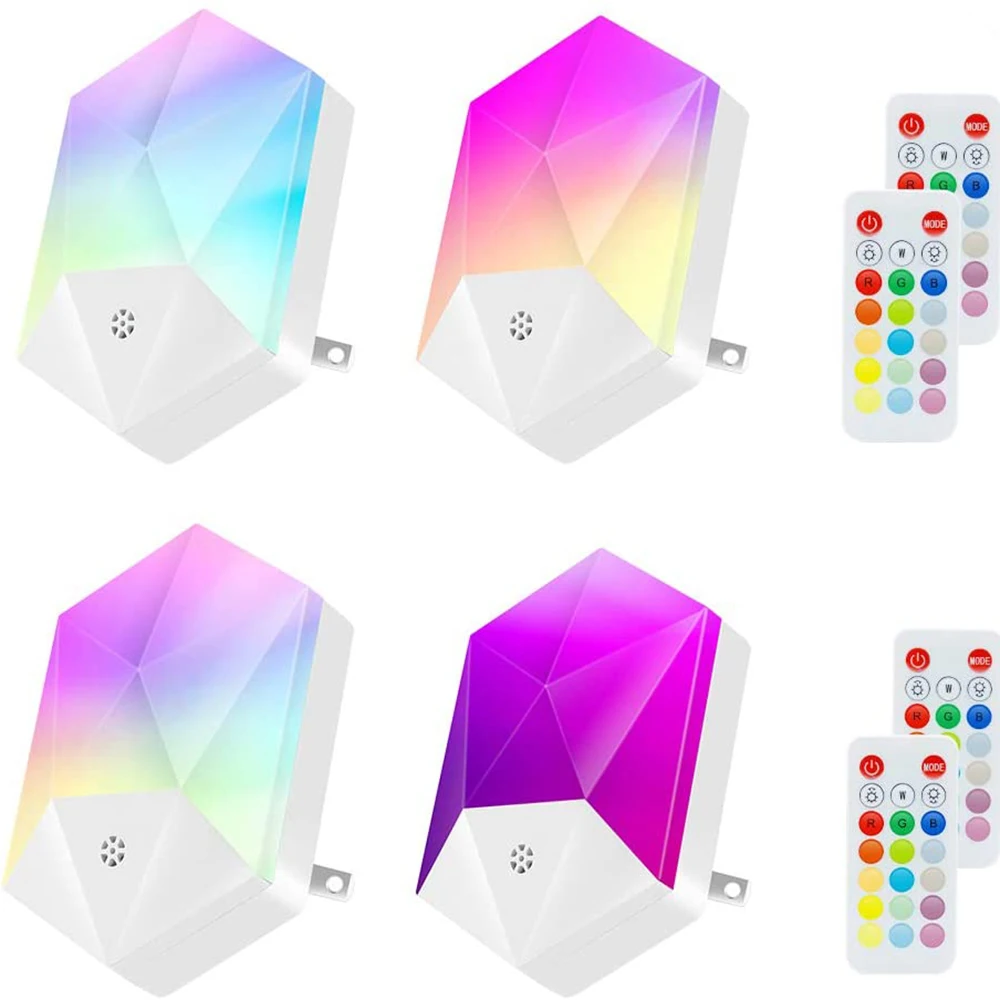 

110V220V с пультом дистанционного управления Управление RGB Разъем маленький Ночной светильник с регулируемой яркостью, на светодиодах 16 Цвета ...