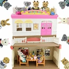 1:12 миниатюрный кукольный домик, имитация мебели, ресторан, кухня, Лесной кролик, семья животных, игровой домик, игрушки для детей