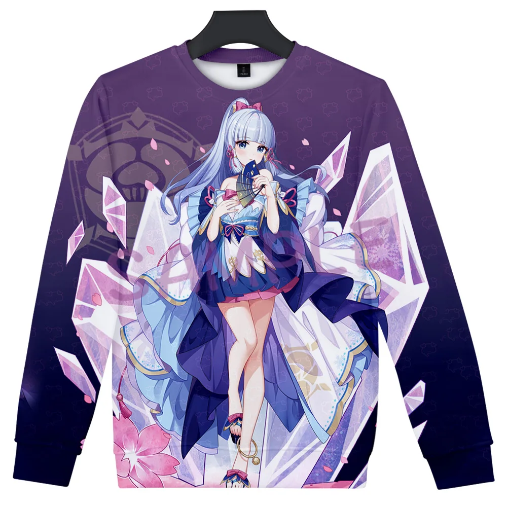 

Свитер Genshin impact kamisato ayaka с 3d принтом, свитер, зимний праздничный страстный мужской/женский милый круглый с длинным рукавом в стиле Харадзюку