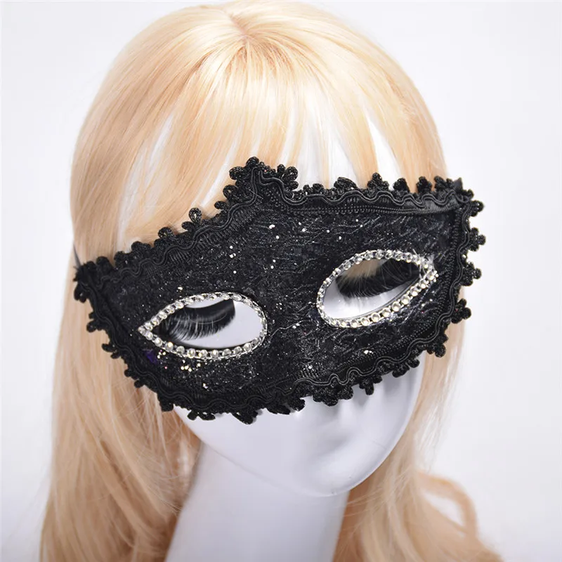 Изысканная Венецианская Маскарадная маска со стразами и кружевом для
