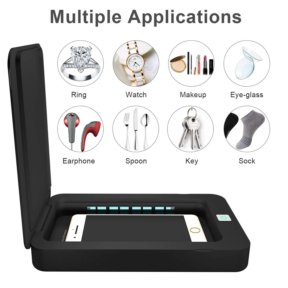 New 5V Double UV Phone Sterilizer Box Jewelry Phones Cleaner Personal Sanitizer Disinfection with USB Charging for | Мобильные
