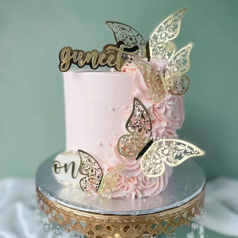 

Металлическая текстура, Золотая искусственная бабочка, украшение для торта, имитация бабочек, украшение для свадебной вечеринки