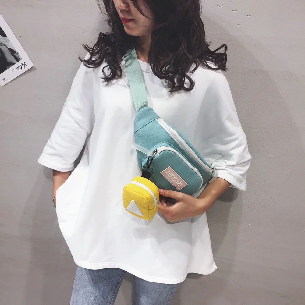 

Canvas Fanny Pack Hit Color Waist Bag Women Crossbody Packs with Clutches Pouch Outdoor Shopping Accessaries Supplies