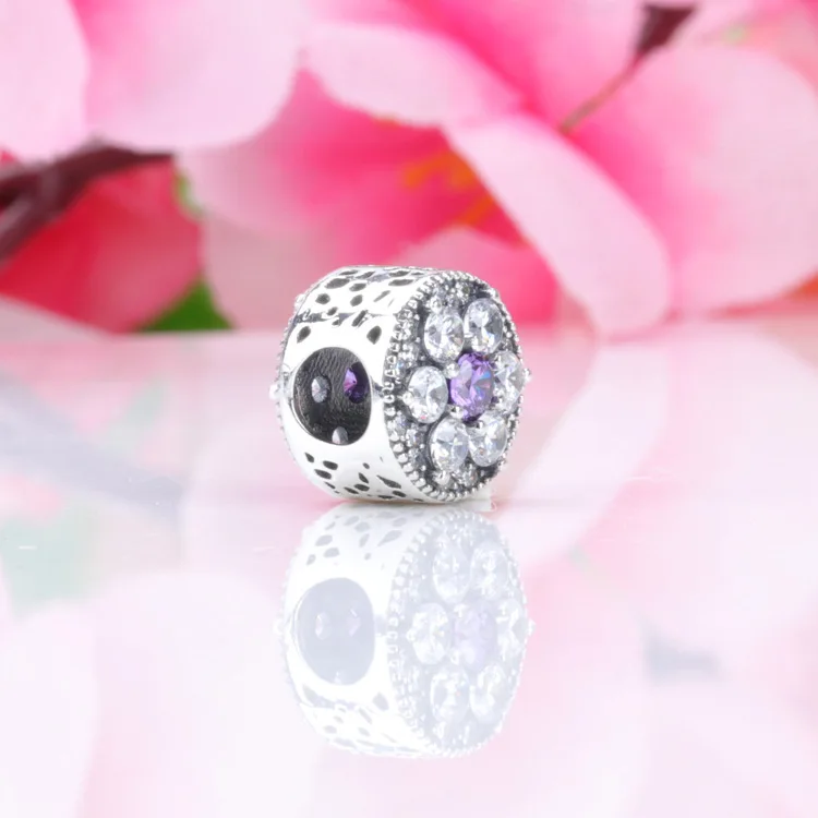 

Amas Hot Sale S925 Sterling Silver Diamond Sakura Flower Charm Fit DIY Original Bracelet