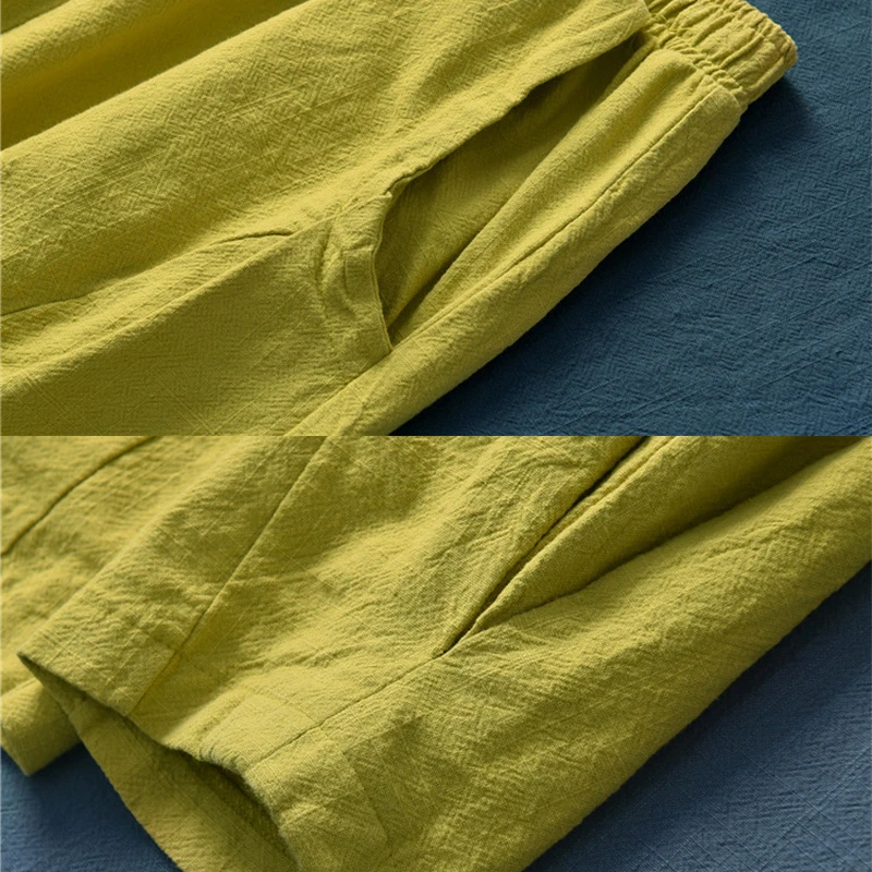 

NINI WONDERLAND 2021 Spring Ramie Casual Pants Women's Solid Vintage Retro Trousers Autumn Harem Pants Female Mori Girl Clothes