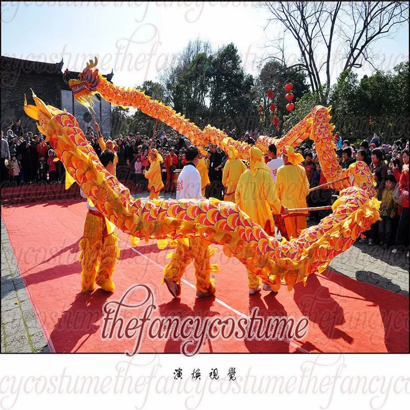 4m Size 5 Dragon Dance Costume 4 Players 8-12 Age Children Student School Halloween Party Performance Parade Folk Stage  China