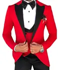 Смокинги для жениха на заказ, Свадебный мужской костюм Terno Masculino (пиджак + брюки + жилет + галстук-бабочка) мужские костюмы из 3 предметов для мужчин