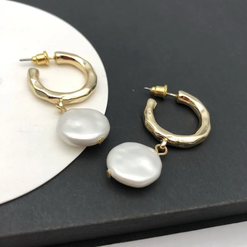TOTASALLY Fashion Women Imitation Pearl Earrings Baroque Irregular hoop Vintage Party Jewelry | Украшения и аксессуары