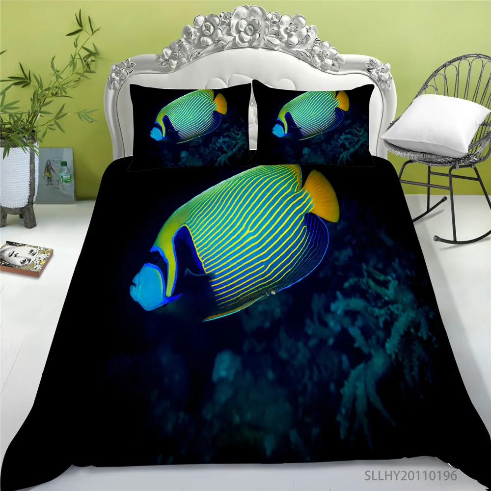 

3D Luxury Bedding Set Tropical Fish Print Duvet Cover Set 2/3 Pcs Kids Child Teen Adult Unique Bed Gift