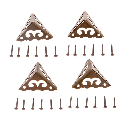 DRELD 4 шт. Античная Медная шкатулка для драгоценностей декоративные угловые