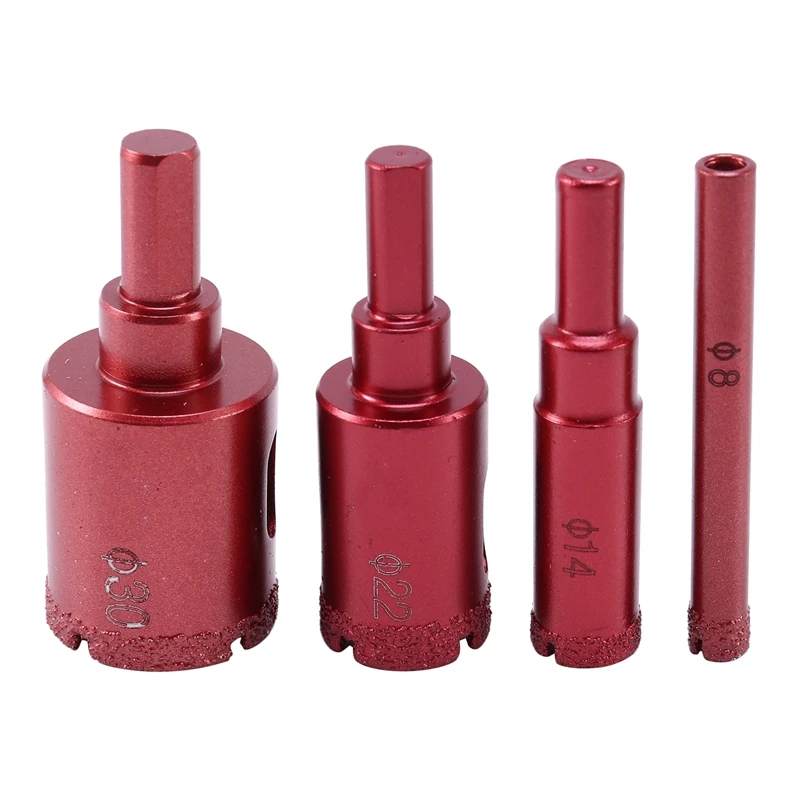 

Алмазные буровые долота 4 шт./компл., 8/14/22/30 мм, пила для отверстий, сверло для плитки, бетона, мраморный нож, сверлильные инструменты