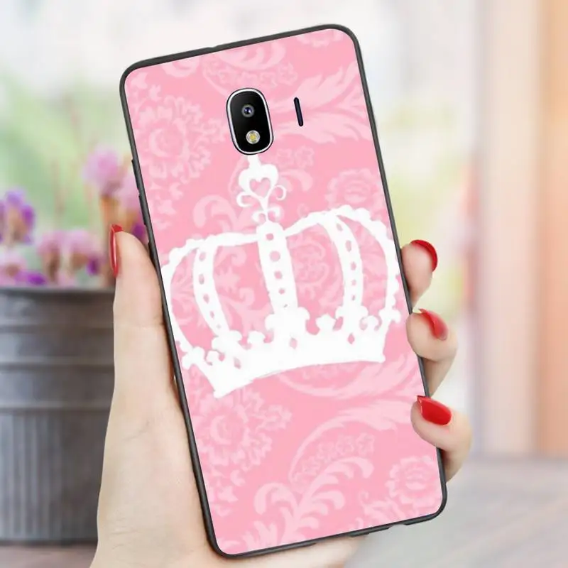 

Cute King Queen Phone Case For samsung Galaxy J5 2016 prime J6 J7 J8 note 10 20 lite plus pro Black Soft nax fundas cover