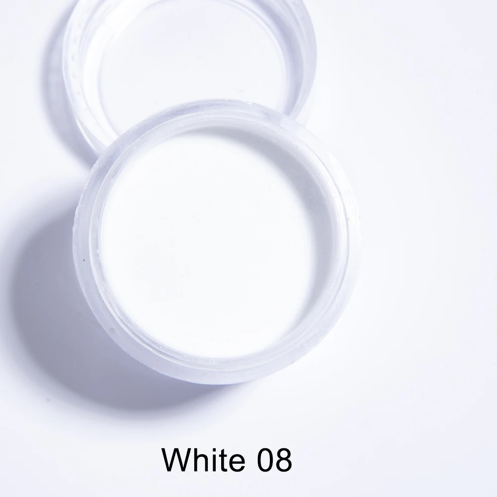 1 банка Обнаженная акриловая пудра белого розового цвета 3D для ногтей Блестящий