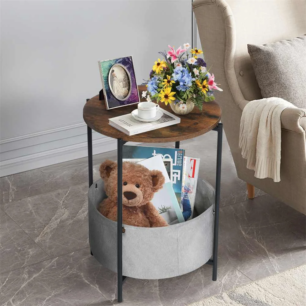 

Round Side End Tables With Storage Shelf Bedside Soffee Table For Living Room Sofaside Minimalist Small Desk Bedside Desk