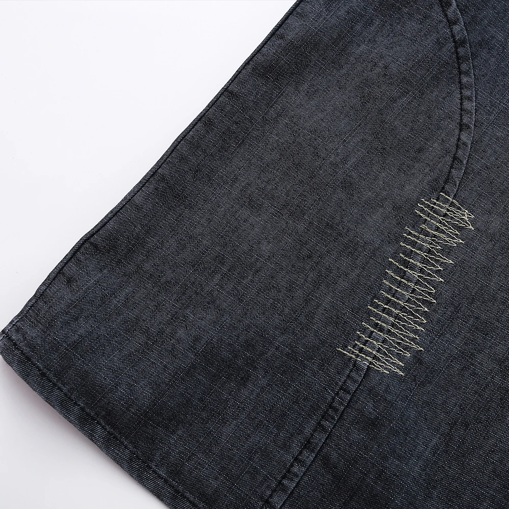 

Contrast Paneled Denim Short Sleeve Shirts Mens Summer Distressed Half-Sleeve Shirts Casual Loose Lapel Shirts Men