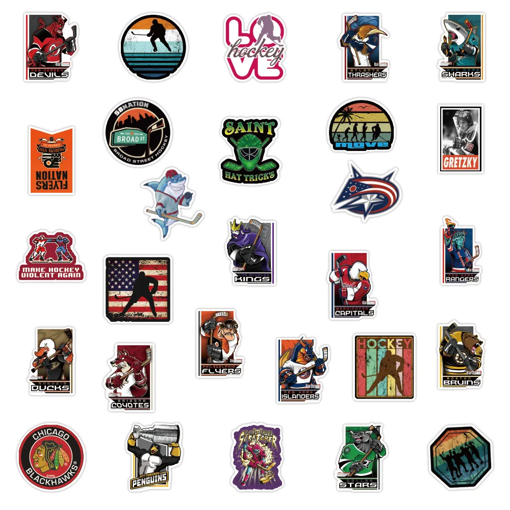 

50PCS Hockey Graffiti Stickers PVC Waterproof Material Suitable for Luggage Notebook Scooter Water Cup Stickers Toys
