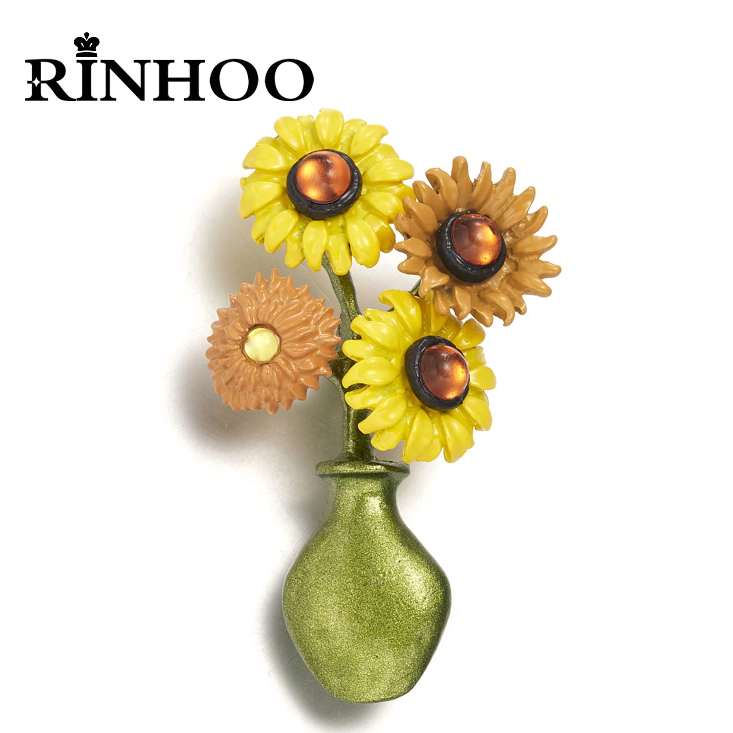 

Rinhoo Enamel Daisy Flower Brooches For Women Elegant Exquisite Sunflower Wedding Banquet Party Suit Coat Brooch Pins Gifts