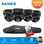 Система видеонаблюдения SANNCE, 8 каналов, 1080N, DVR, 4 шт., 1080P, Купольные Камеры видеонаблюдения ИК, водонепроницаемая, для помещений, для наружного видеонаблюдения