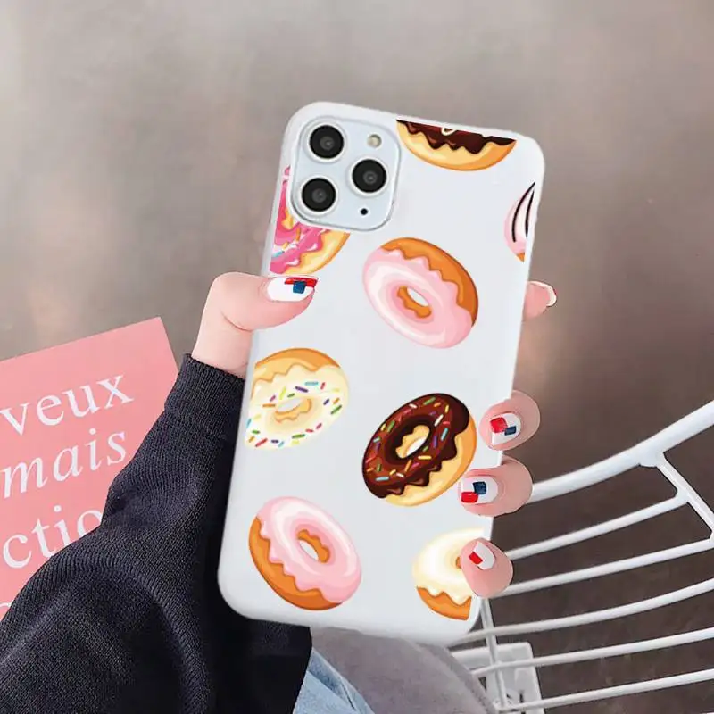 

Cute donut cake dessert Phone Case Candy Color for iPhone 6 7 8 11 12 s mini pro X XS XR MAX Plus