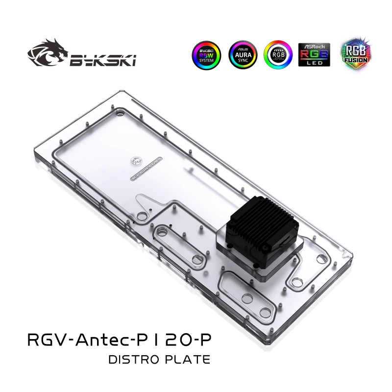 

BYKSKI Acrylic Board Water Channel Solution use for Antec P120 Computer Case for CPU and GPU Block / 3PIN A-RGB / Combo DDC Pump