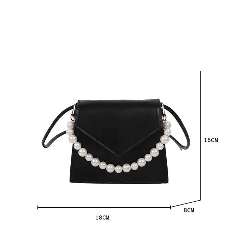 

Elegant Pearl Crossbody Bag For Women PU Leather Shoulder Bag New Trend Handbag Solid Color Messenger Bag bolso