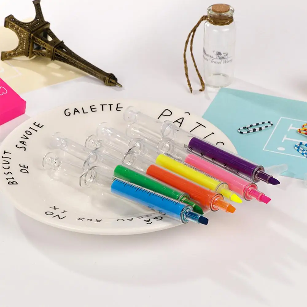 6 шт. шприц текстовый маркер игла трубка писать ручки канцелярские