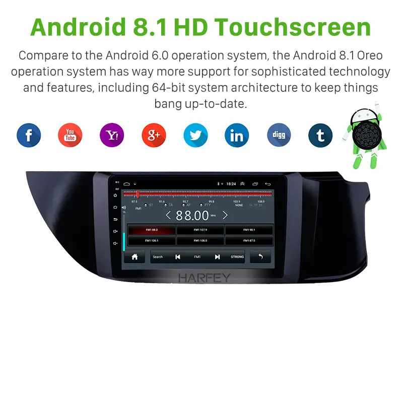 Harfey 9 дюймовый HD сенсорный экран Android 8 1 Автомобильный GPS радио для 2015 2018 Suzuki Alto K10 с