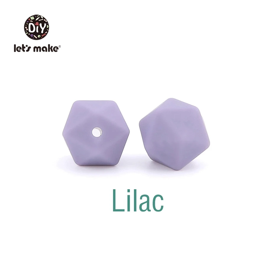 Lilac Let's Make 10 шт. 14 мм Силиконовые Бусины шестиугольник Bpa Бесплатно Силиконовый Прорезыватель Diy Прорезыватель для зубов Детские Жевательные Аксессуары Детские Прорезыватели - Цвет: Lilac