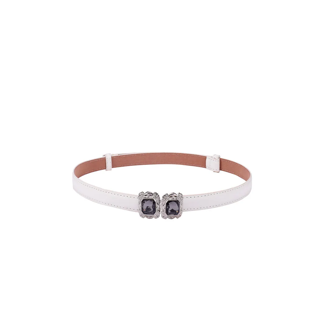 

Drop Shipping Casual Belts Women Fashion Waist Belt Narrow Stretch Dress Belt Thin Buckle Leather Waistband 2021