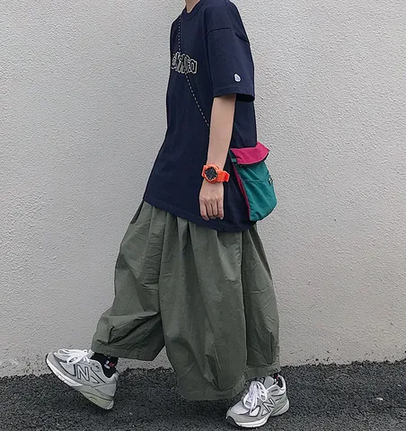 Шаровары для мужчин и женщин, мешковатые брюки с супер широкими штанинами, в японском стиле Харадзюку, в стиле хип-хоп, панк, Повседневная Уличная одежда свободного покроя