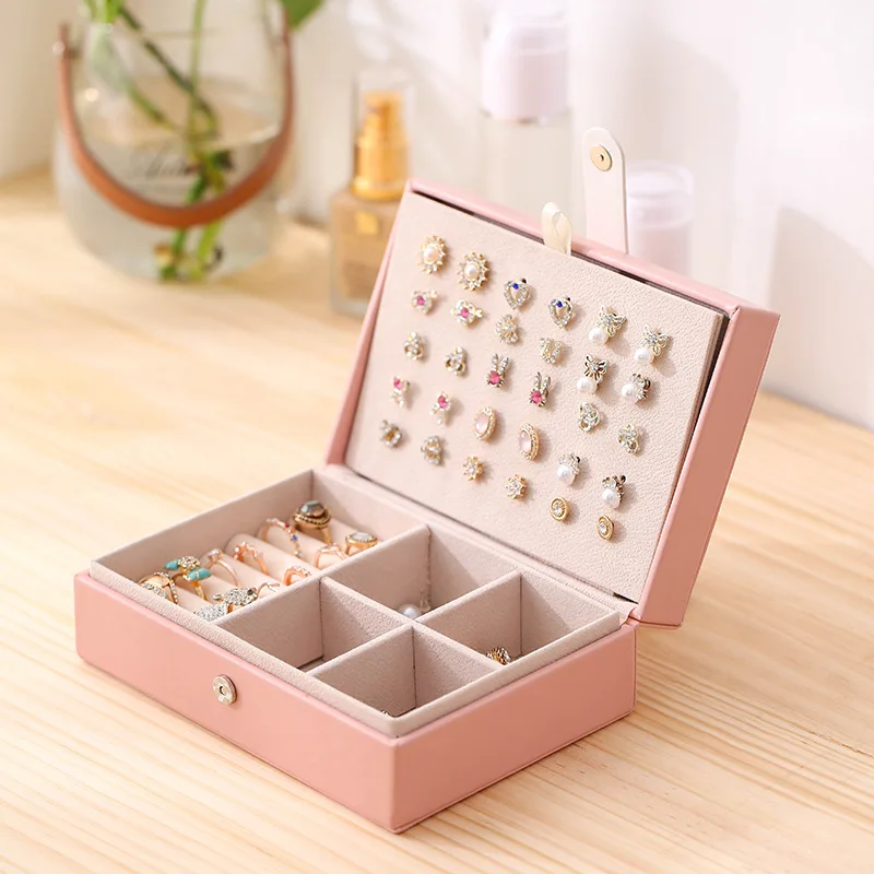 

Jewelry Box Female European Earrings Small Earrings Ring Jewelry Collection Organizer Box Home Organizer for Girls Jewerly