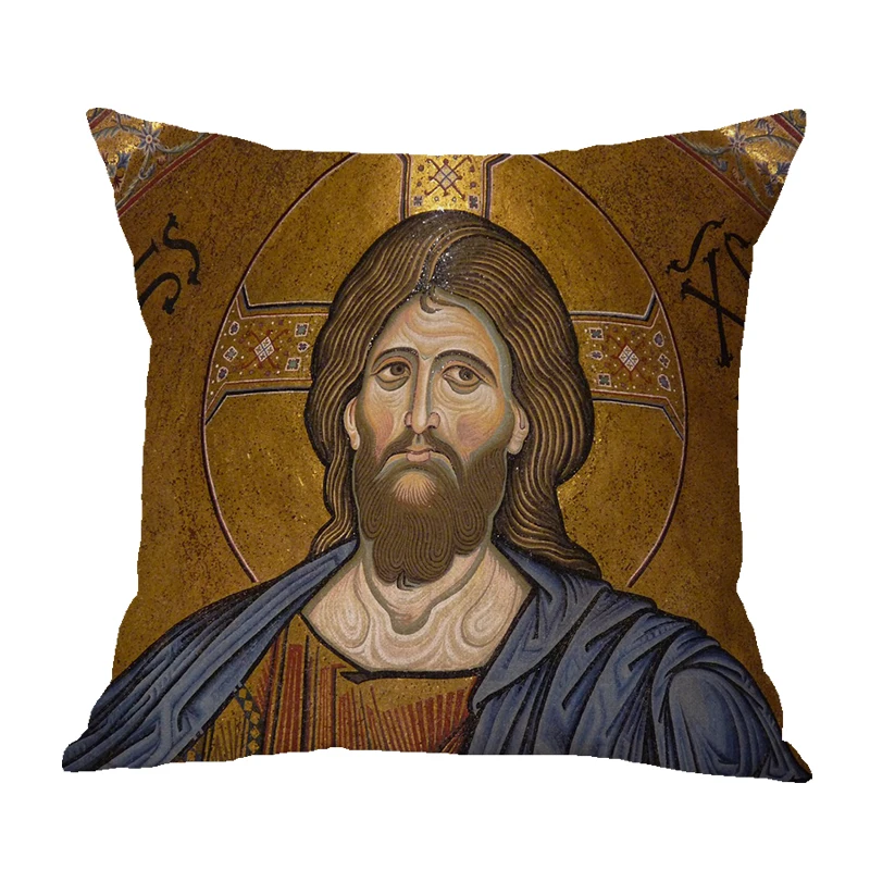 Наволочка из хлопка и льна с Христом пантокраратором наволочка православная