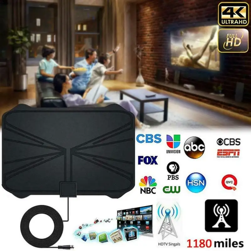 2019 антенна с диапазоном 980 миль 4K цифровая HD ТВ комнатная усилителем сигнала