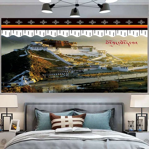 Тибетский дворец potala настенный гобелен tapiz 3d Настенный декор одеяло в стиле Триппи настенный гобелен