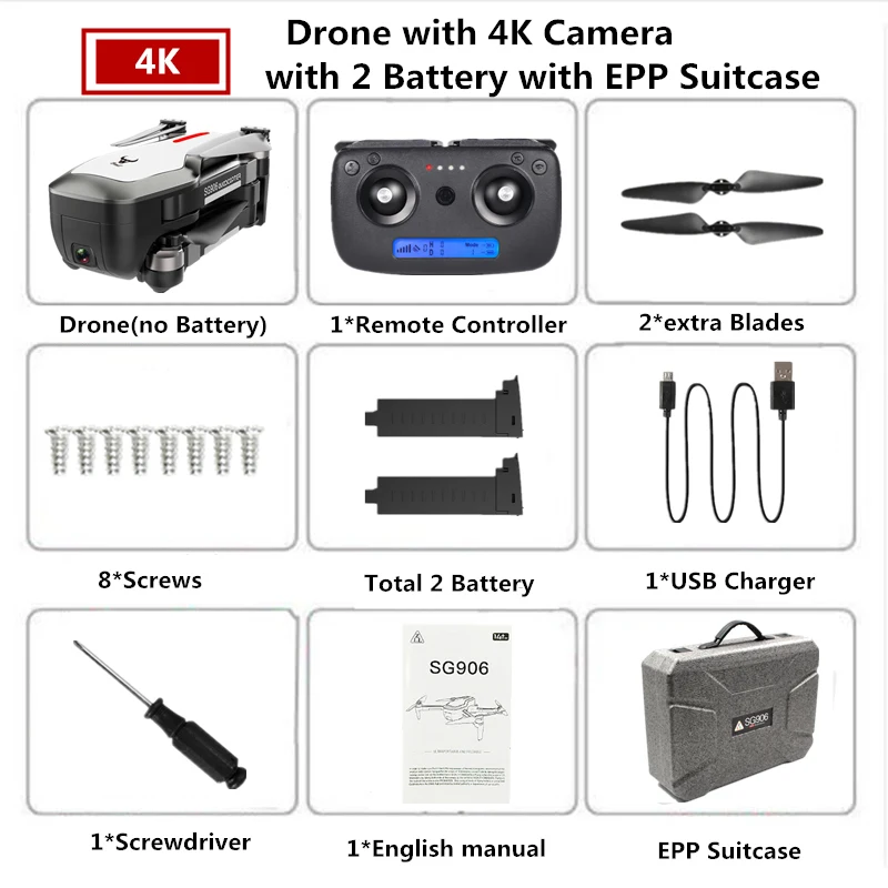 2 White-4K-Epp Box Дрон SG906 4K gps Дроны с камерой HD бесщеточный Квадрокоптер сопротивляющийся сильному ветру селфи Квадрокоптер с камерой VS F11 B5W - Цвет: 2 White-4K-Epp Box