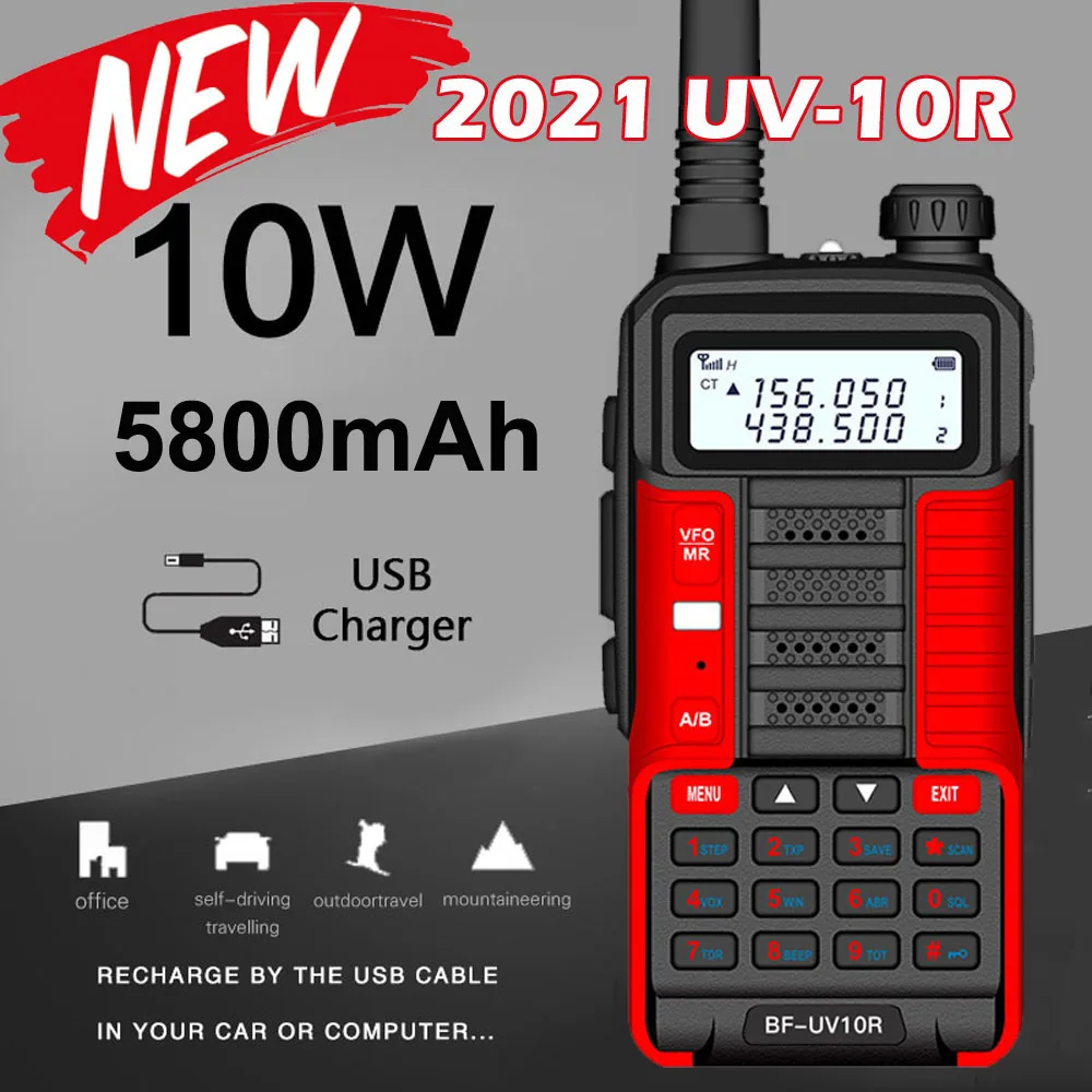 BaoFeng UV 10R Plus Two Way Radio Walkie Talkie Long Range Ham CB Radio HF Transceiver Portable Radio UV10R For Hunt Forest City