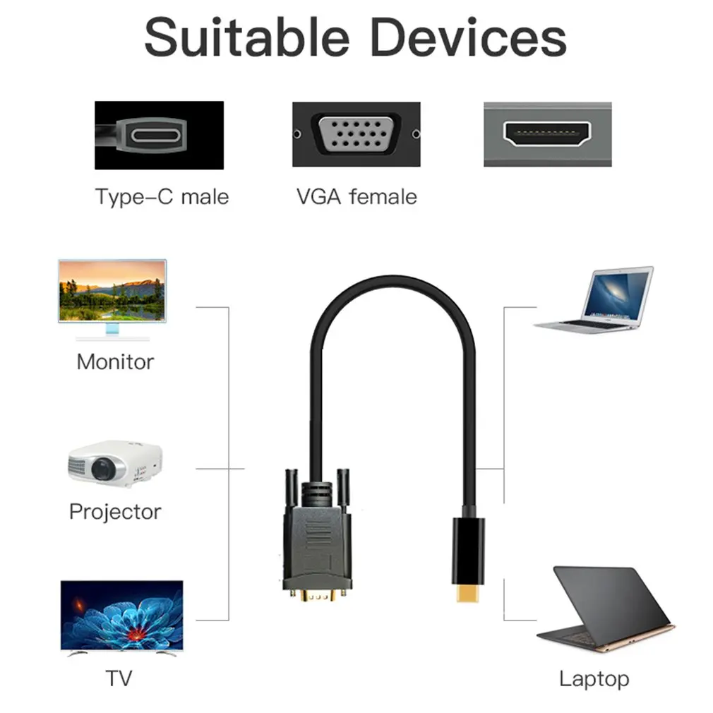 Кабель переходник с USB C на VGA 1080P Type 1 8 м|Кабели VGA| |