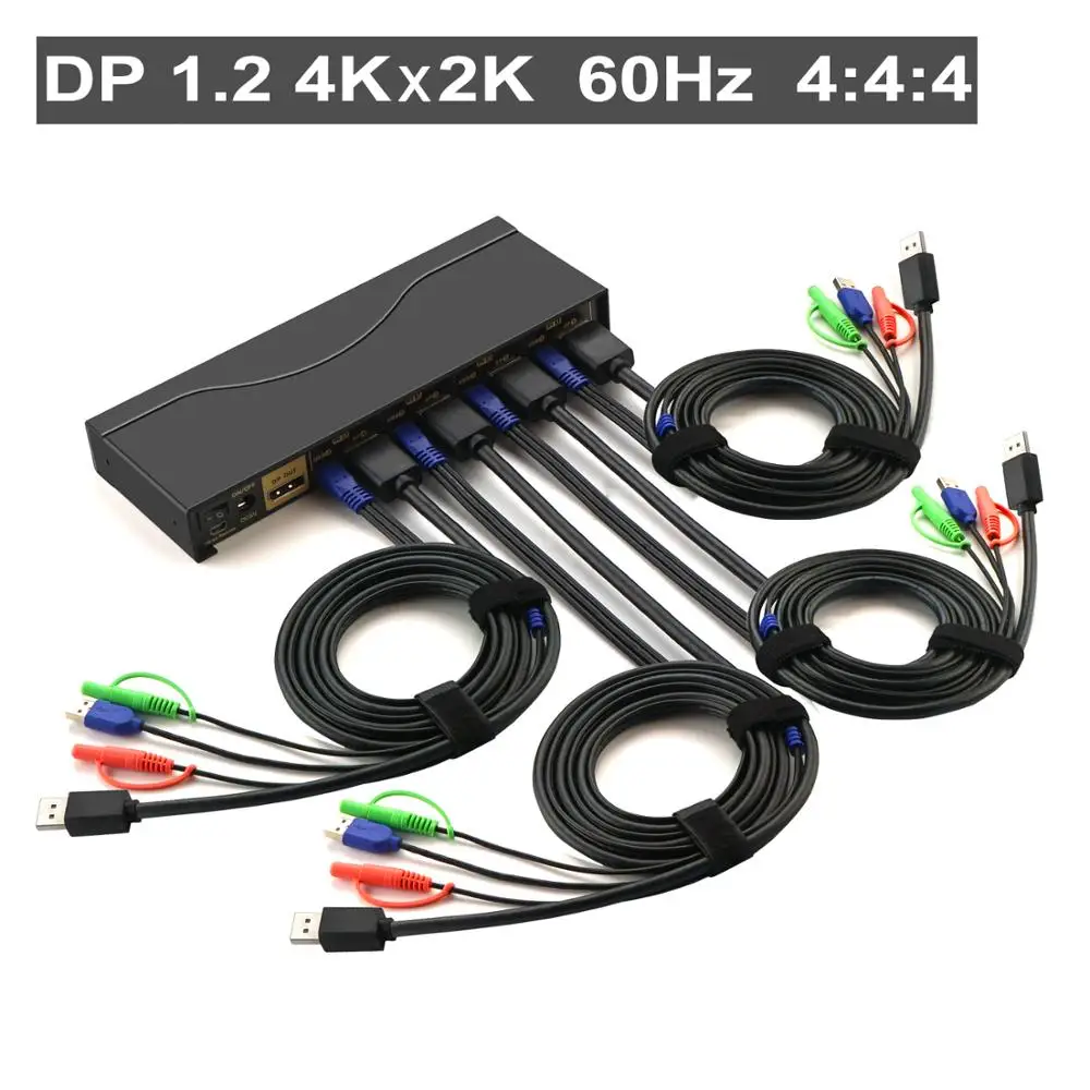Квм переключатель с 4 портами дисплея DP квм со звуком и микрофоном разрешение до 4K