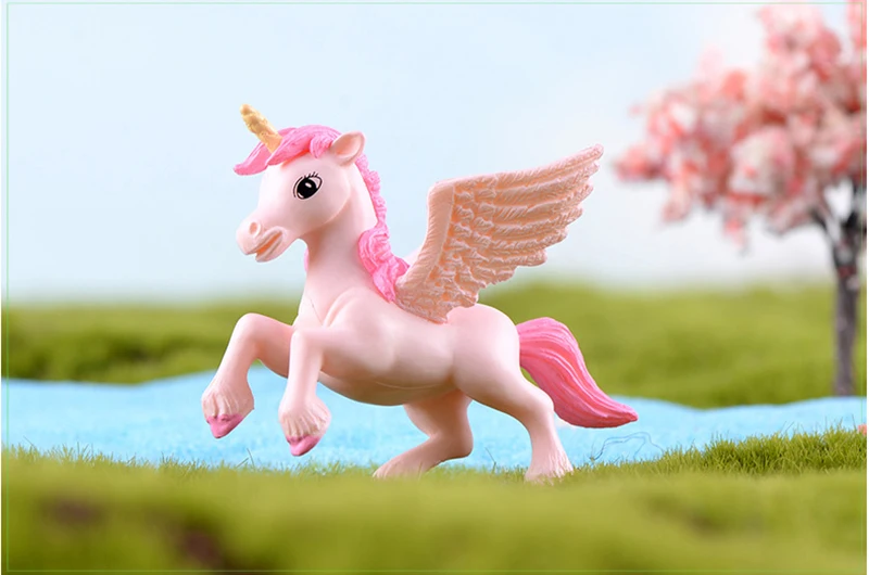 Миниатюрный 2 шт Lover Pony Pegasus Единорог поделка из пластмассы Декор для дома аксессуары волшебный сад-Террариум фигурки