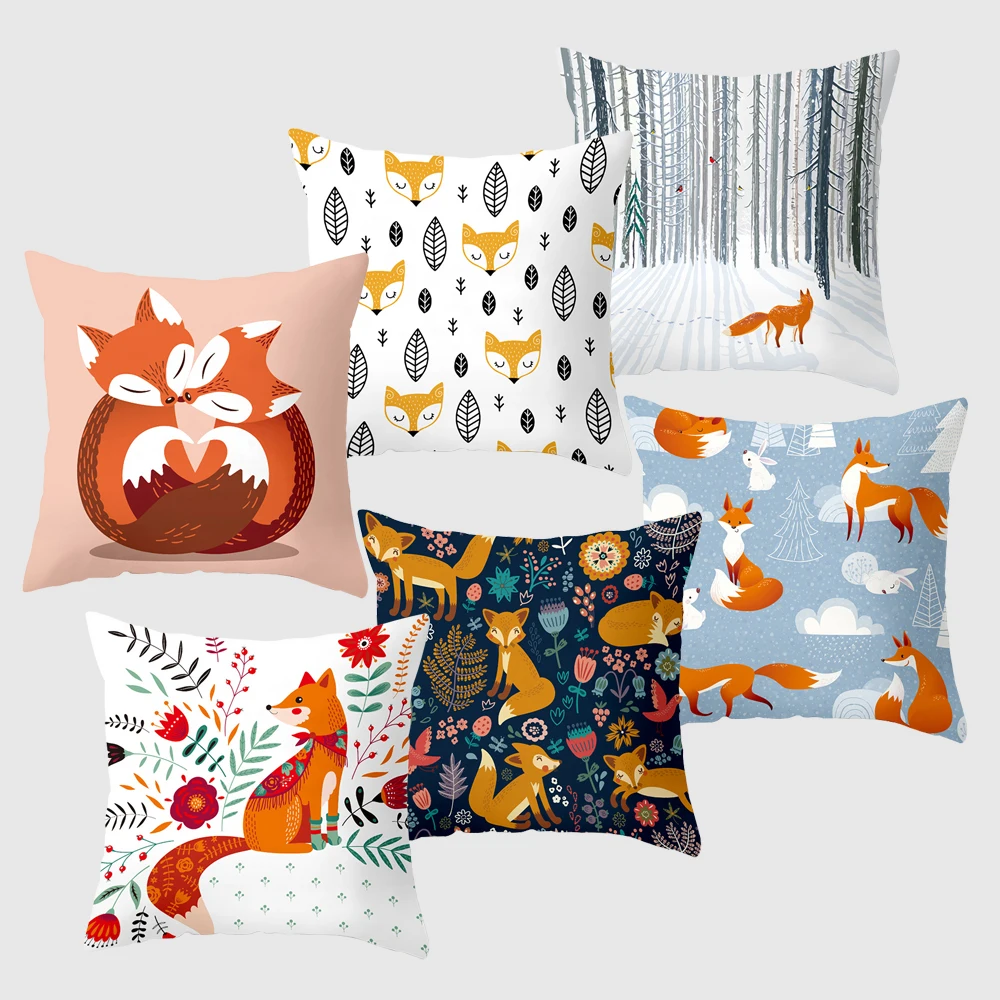 

45*45 Polyester Throw Pillows Orange cartoon Decorative Cushion Cover Home Decor Pillowcover Office Sofa Pillow Pillowcase 40879