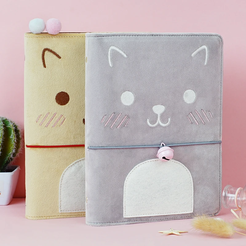 Плюшевый блокнот с кошкой дневник канцелярские принадлежности дорожный планер