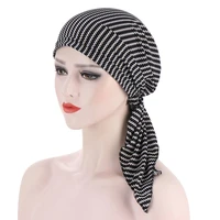 new muslim head wrap caps for women twisted pre tied print hijab headscarf cancer chemo beanies hair loss cover