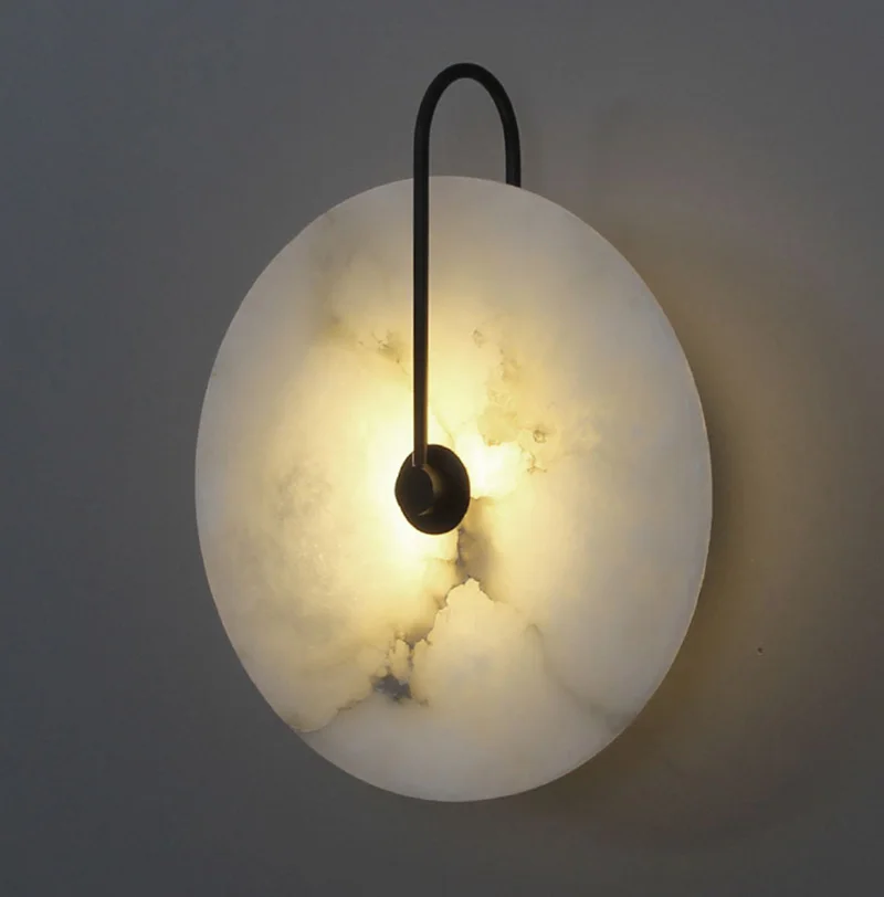 

Nordic marble modern minimalist bedside lamp all copper Chinese style bedroom creative background wall living room aisle wall