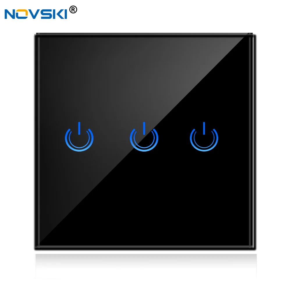 Сенсорный выключатель NOVSKI европейский стандарт белая прозрачная стеклянная