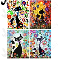 abstract black cat diamond painting 5d diy wall art color flower sticker diamond embroidery inlaid room decoration gift
