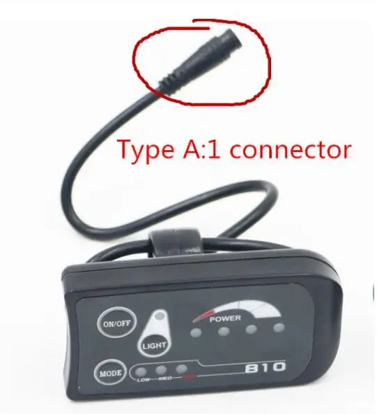 Waterproof connector Электрический велосипедный компьютер, велосипедный светодиодный дисплей, 250 мм, штепсельная вилка, 36 В, спидометр для горного велосипеда, аккумулятор, знак питания, секундомер, комплект - Цвет: Waterproof connector