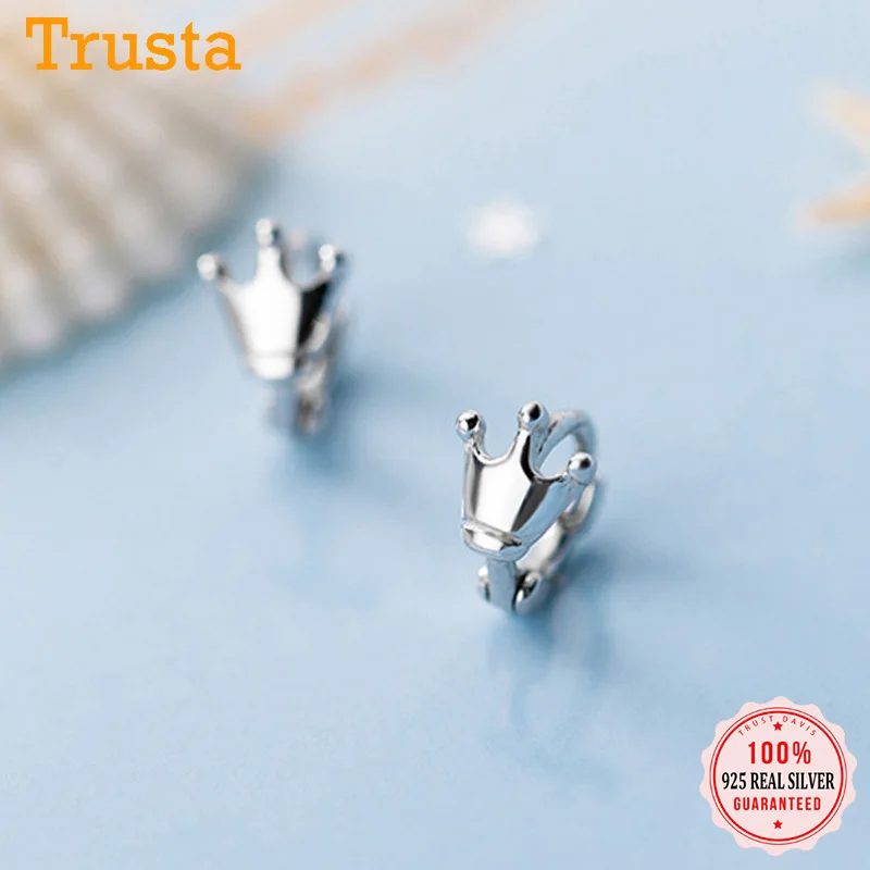 Серьги клипсы женские из серебра 925 пробы с короной|Серьги-клипсы| |